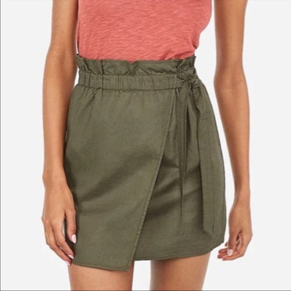 Express High Waisted Tie Waist Wrap Mini Skirt